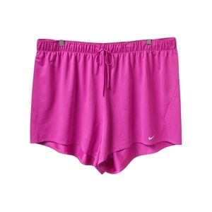 NIKE NEW PLUS SIZE High Rise Drawstring Fushia Athletic Shorts With Dri-Fit